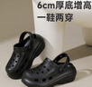 京東京造【6cm厚底】戶(hù)外洞洞鞋eva涼拖鞋夏季外穿增高拖鞋女黑色  36-37 曬單實(shí)拍圖