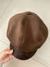 LZJV美拉德棕色貝雷帽女秋冬季2026新款復古畫(huà)家帽子顯臉小報童八角帽 咖啡色（54-59cm） 曬單實(shí)拍圖