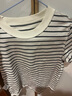 熱風(fēng)短袖t恤女春秋新款基礎純色圓領(lǐng)短袖正肩打底衫T恤上衣內搭女 40黑白條紋 S 曬單實(shí)拍圖