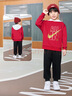 NIKE3BRAND 耐克男女童紅色拜年服2件套冬季兒童加絨保暖套裝 曬單實(shí)拍圖