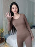 婷美（GRACEWELL）保暖內衣女羊毛發(fā)熱秋衣秋褲修身顯瘦內搭秋冬季美體套裝咖啡均碼 曬單實(shí)拍圖