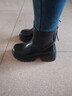 啄木鳥(niǎo)真皮馬丁靴女2026年秋冬新款英倫風(fēng)厚底短靴粗跟圓頭單靴加絨棉靴 黑色 37 曬單實(shí)拍圖