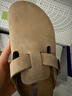 BIRKENSTOCK勃肯德國進(jìn)口男女款涂油皮軟底復古Boston包頭拖鞋 棕色窄版1019484 36 曬單實(shí)拍圖