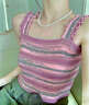 鉑吶苓吊帶背心女2026新款打底衫個(gè)性修身辣妹條紋短款針織上衣夏款外穿 木耳邊條紋吊帶-粉色 均碼 【建議75-115斤】 曬單實(shí)拍圖