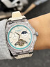 艾奇（EYKI）手表男款全自動(dòng)鏤空機械男士手表學(xué)生夜光潮流品牌腕表送男友禮物 米藍碰撞-米白色 曬單實(shí)拍圖