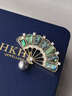HKHL 古風(fēng)扇子珍珠胸針女高檔奢華胸花別針絲巾扣生日禮物送女友老婆 扇子珍珠胸針+輕奢禮盒 曬單實(shí)拍圖