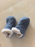 槿城加絨加厚地板襪女室內居家襪子地板鞋大人襪套秋冬兒童防滑底棉襪 翻毛藍色 1雙 兒童款-26-31碼（腳長(cháng)18-21cm） 曬單實(shí)拍圖