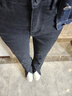 伊芙麗（eifini）蔣欣代言腳口開(kāi)叉高腰牛仔喇叭褲女2025新款百搭顯瘦牛仔褲女 黑色 S 曬單實(shí)拍圖