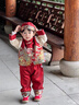 班喜迪男童漢服套裝冬裝寶寶嬰兒周歲禮服中式唐裝國風(fēng)兒童喜慶拜年衣服 紅色 加絨 90 曬單實(shí)拍圖