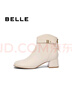 百麗（Belle）優(yōu)雅舒適羊皮時(shí)裝靴女商場(chǎng)同款顯瘦短靴B9B1DDD4 米白 36 (230mm) 曬單實(shí)拍圖