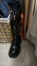 熱風(fēng)厚底長(cháng)筒靴女冬季新款機車(chē)風(fēng)騎士靴百搭西部長(cháng)靴子女鞋 01黑色 37 曬單實(shí)拍圖
