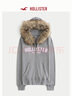 HOLLISTER25秋冬新款美式復古抓絨貼布連帽衛衣外套女裝352-5251 灰色 S (165/84A) 曬單實(shí)拍圖