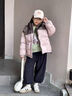 迪士尼女童羽絨棉服冬裝棉襖外套2025新款兒童洋氣女孩冬季棉衣加厚拼色 灰粉棉衣 140 cm 曬單實(shí)拍圖