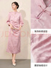 香影新中式輕國風(fēng)粉色連衣裙女2026春季新款緞感暗花高級感旗袍裙 銀牡丹色 XL 170/92A/125-140斤 曬單實(shí)拍圖