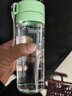 天喜（TIANXI）塑料杯子運動(dòng)水杯男女吸管磨砂隨手杯大容量戶(hù)外學(xué)生帶茶隔提繩 清新綠【透明款】 600ml 曬單實(shí)拍圖