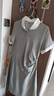 茵曼（INMAN）撞色花邊POLO領(lǐng)連衣裙2025夏季氣質(zhì)抽褶收腰中長(cháng)款T恤裙 花灰色 L 曬單實(shí)拍圖