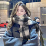 CharisKitty圍巾女2026春季新款韓系氛圍感披肩保暖格子圍脖生日禮物女朋友 黑白格子【代寫(xiě)賀卡+】 曬單實(shí)拍圖