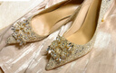 啄木鳥(niǎo)婚鞋秀禾婚紗兩穿水晶鞋新娘鞋女香檳色高跟鞋不累腳水鉆尖頭單鞋 升級版銀色細跟6厘米 37 曬單實(shí)拍圖