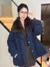 粟茝300斤特大碼皮草派克服女2025年冬季新款大毛領(lǐng)狐貍毛外套短款羽 寶藍色 M 曬單實(shí)拍圖
