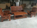 聚馳中式實(shí)木沙發(fā)茶幾組合木質(zhì)老式農村三人位客廳家用古典小戶(hù)型木頭 海棠色 2人位+坐墊 曬單實(shí)拍圖