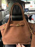 特洛利思（DENUONISS）反絨二層牛皮托特包大容量手提包女士秋冬慵懶風(fēng)腋下包真皮子母包 咖色【可裝16英寸MacBook Pro】 曬單實(shí)拍圖