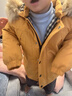 戴維貝拉（DAVE＆BELLA）保暖連帽90絨男童羽絨衣兒童冬裝寶寶羽絨服冬季外出服小男孩上衣 杏黃色DB15565-NN 110 cm（建議身高100-110cm） 曬單實(shí)拍圖
