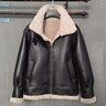 度凡尼斯原生態(tài)真皮b3皮毛一體綿羊皮真皮皮衣原生態(tài)皮毛一體短款飛行外套 黑色 4XL 曬單實(shí)拍圖