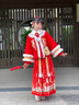 安妮優(yōu)兒（Anneyol）漢服女童冬款女孩古裝過(guò)年國風(fēng)秋冬季唐裝2025新款冬裝兒童拜年服 紅色【送包包+毛領(lǐng)】 160 曬單實(shí)拍圖