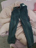 高腰加厚加絨闊腿牛仔褲女顯瘦直筒寬松垂感設計感 黑灰色 L 曬單實(shí)拍圖