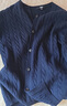 優(yōu)衣庫女裝紐花圓領(lǐng)針織開(kāi)衫/毛衣外套空調衫通勤秋冬新款481477 69 藏青色 M 曬單實(shí)拍圖