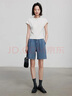 初語(yǔ)初語(yǔ)彈力牛仔短褲女2025夏季新款舒適中腰百搭A字熱褲 中藍色  L  曬單實(shí)拍圖