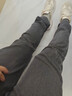 益帛（YIBO）牛仔褲男士秋冬加絨加厚韓版黑灰色彈力修身顯瘦休閑小腳長(cháng)褲子男 灰色 31 【建議120-130斤】 曬單實(shí)拍圖