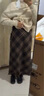 三彩2025冬季新款格紋半身裙毛邊A字裙毛呢長(cháng)裙復古M 咖啡色格紋 M 160/68A 曬單實(shí)拍圖