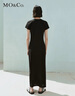 MO&Co.連衣裙夏假兩件圓領(lǐng)側開(kāi)叉寬松微收腰棉質(zhì)長(cháng)裙黑色灰色摩安珂 黑色 L 曬單實(shí)拍圖