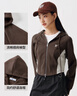 森馬外套女短款插肩袖復古簡(jiǎn)約春季小個(gè)子顯瘦緊身連帽夾克運動(dòng)風(fēng) 深咖啡50909 XL 曬單實(shí)拍圖