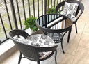瀟崇陽(yáng)臺休閑桌椅庭院藤椅三件套戶(hù)外小圓桌小戶(hù)型藤編民宿喝茶小茶幾 一桌兩椅【深咖色】帶坐墊抱枕 曬單實(shí)拍圖