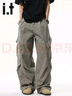 :CHOCOOLATEit純棉工裝褲男士冬季新款直筒寬松多口袋闊腿休閑褲子 煙灰 2XL 曬單實(shí)拍圖