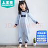 上寶麥春秋兒童連體睡衣加厚棉女童寶寶防踢睡衣家居服防著(zhù)涼 灰藍130碼 曬單實(shí)拍圖