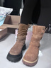 UR冬季新款女士金屬扣厚底真皮靴子UAYS50107 咖棕 37 曬單實(shí)拍圖