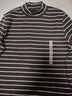 無(wú)印良品（MUJI）女式 起毛羅紋編織半高領(lǐng)長(cháng)袖T恤 上衣打底衫女款內搭春秋女裝 炭灰色條紋 M （160/84A） 曬單實(shí)拍圖