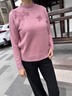 俞兆林（YUZHAOLIN）中年媽媽裝秋冬加絨加厚時(shí)尚毛衣2025新款半高領(lǐng)打底衫中老年女裝 粉色  均碼 110 建議90-110斤 曬單實(shí)拍圖