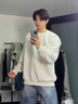 趣米樂(lè )美式重磅加絨衛衣男秋冬季圓領(lǐng)基礎款寬松加厚長(cháng)袖內搭套頭打底衫 白灰色加絨 XL 曬單實(shí)拍圖