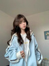LDBE立領(lǐng)撞色棒球服外套女2026新款秋冬寬松美式學(xué)院風(fēng)夾克開(kāi)衫衛衣潮 藍色【春秋薄款】 L 【100-120斤】 曬單實(shí)拍圖