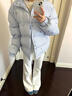 京多夢(mèng)條紋蝴蝶結羽絨棉服女2025冬季新款小個(gè)子面包服加厚保暖百搭棉襖 藍色 均碼 （130斤以?xún)龋?曬單實(shí)拍圖