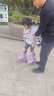 特步輪滑鞋兒童溜冰鞋男女童初學(xué)套裝中小學(xué)滑冰鞋滑輪鞋體育課程 粉紫色升級雙芭扣閃輪-全套裝 S （適合3-6歲）平時(shí)鞋碼26-29 曬單實(shí)拍圖