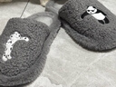 野獸派家居熊貓嘭嘭毛絨拖鞋可外穿室內鞋子冬季情侶家居鞋 熊貓嘭嘭毛絨拖鞋 灰色 42-43 曬單實(shí)拍圖