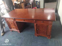 巍欽穆美式實(shí)木書(shū)桌老板桌歐式大班臺總裁桌椅電腦辦公桌寫(xiě)字臺 色板 曬單實(shí)拍圖