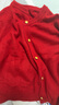 金菊【綿羊毛100%】2025秋冬清倉金扣圓領(lǐng)毛衣外套女式針織開(kāi)衫羊毛衫 紅色 M 曬單實(shí)拍圖