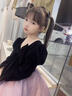 思妙星女童晚禮服女大童兒童輕奢小眾高端走秀主持人服裝鋼琴演奏表演服 黑色長(cháng)款加絨 130 曬單實(shí)拍圖