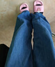 優(yōu)衣庫童裝男女童寬松直筒牛仔長(cháng)褲水洗產(chǎn)品寬腿褲秋冬新款478128 65 寶藍色 160 曬單實(shí)拍圖
